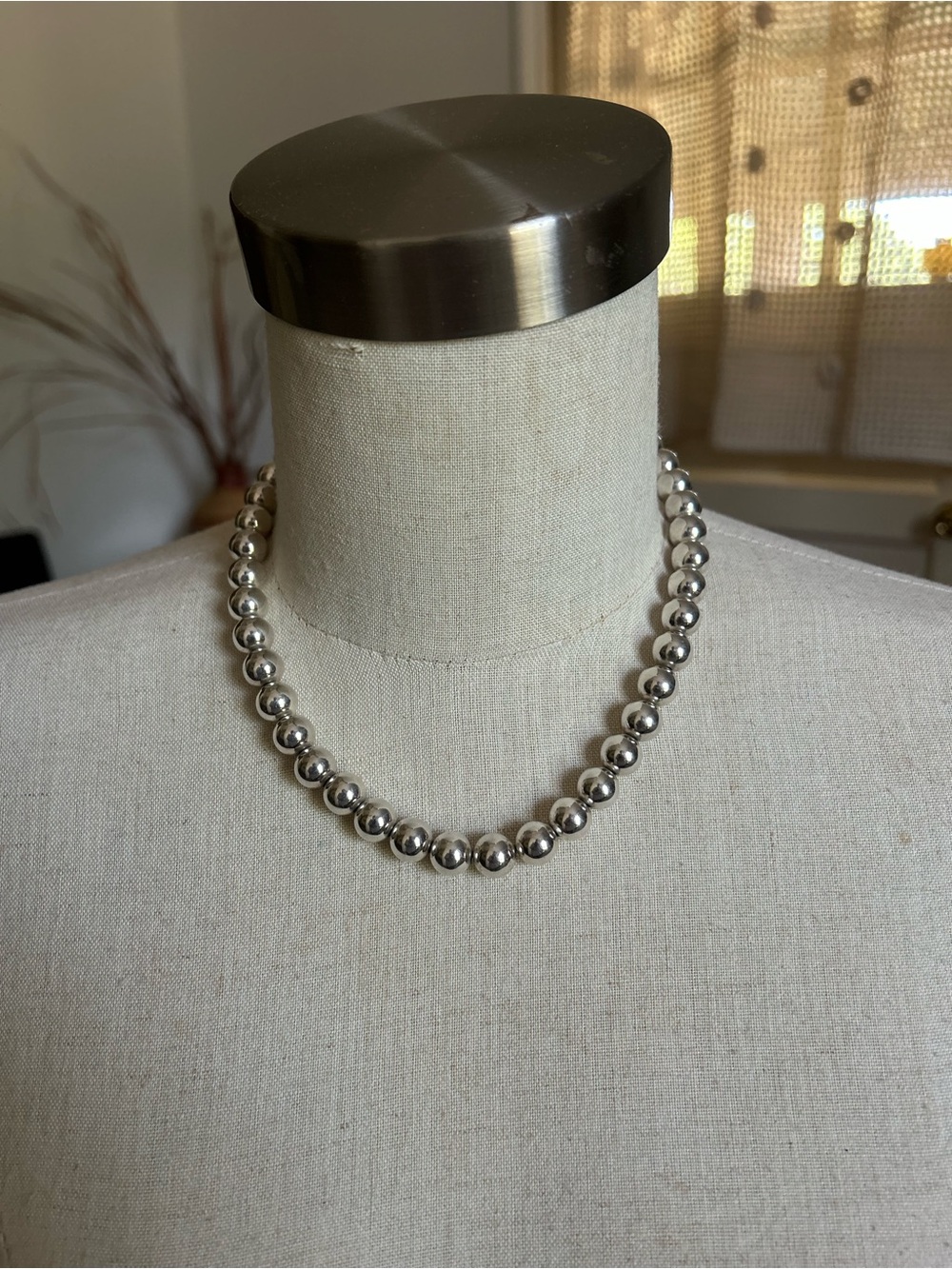 Sterling Silver Plated Bead Necklace & Bracelet - Classic Silver